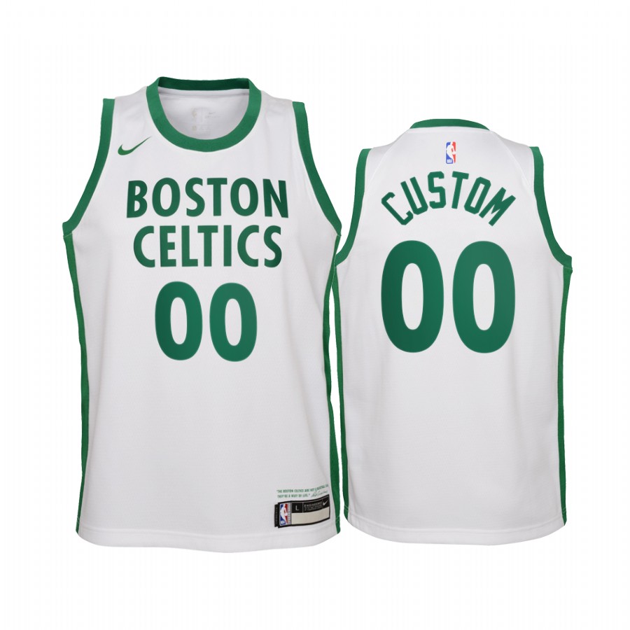 Youth Boston Celtics Custom #00 White 2020-21 City New Uniform Jersey 2401VIFV